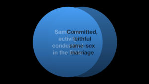 Venn diagram showing Bible and homosexuality as similar